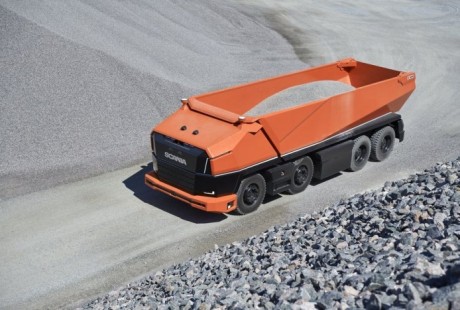 沒有駕駛艙:Scania推出無人駕駛概念礦車AXL